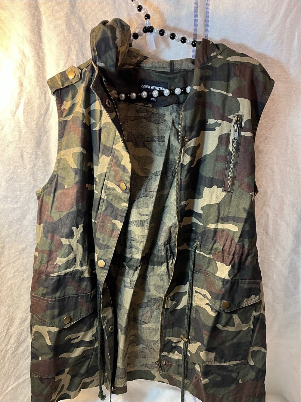 Zenana Outfitters Hooded Camo Vest